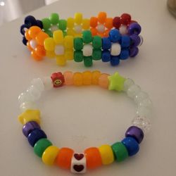 Flower Kandi Cuff W Matching Friendship Bracelet 