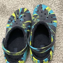 Kids Blue And Green Ty Dye Crocs Size 3