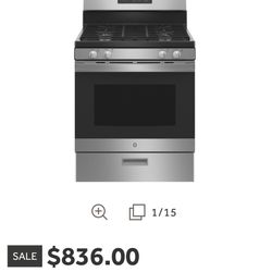 GE 30” Free Standing Gas Range, Model No. JGBS61RP3SS