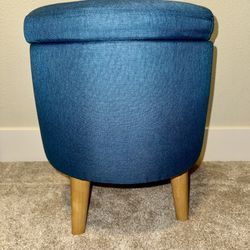 Small Round Storage Ottoman Footrest Chair with Wood Legs