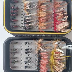 Trout Salmon Fly Fishing Flies Assortment With Tackle Box 