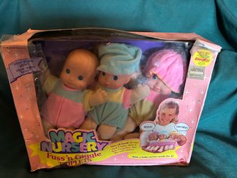 1993 Mattel Magic Nursery Fuss ‘n Giggle Triplet Dolls