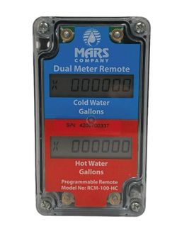 Mars RCM-100-CH Dual Water Meter Programmable Remote Cold Hot Gallons