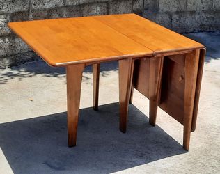 beautiful smaller Heywood Wakefield DROP LEAF solid birch DINING TABLE and More