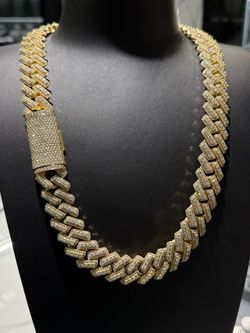 Monster Solid 20mm Natural Diamond Cuban Link Chain 24 Inch