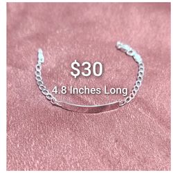 925 Sterling Silver Baby's Bracelet/Brasalete De Plata 925 Para Bebe