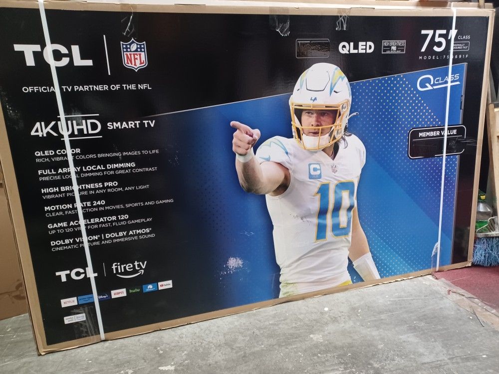 Best Deals. 75" Screen QLED By TCL Smart 4k Fire Tv. Original Box SEALED. Gaming Pro TV
