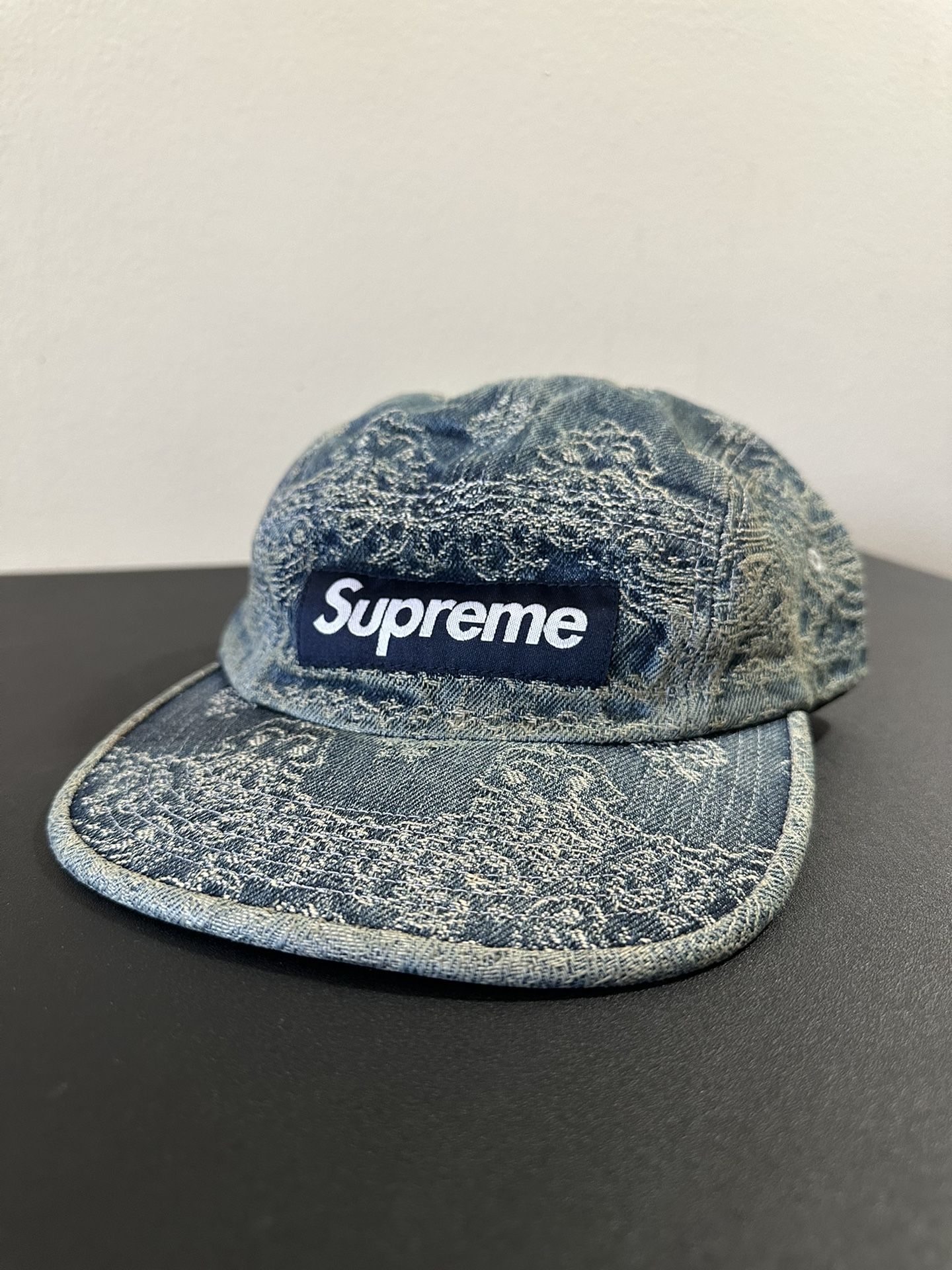 Supreme Bandana Jacquard Denim Camp Cap Blue