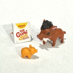 Warthog + baby Piglet (Gumi Yum Surprise - Widlife) Collectible Animal Figurine / Puzzle Toy — with instructions