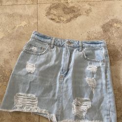 Mini Skirt Jean Distressed 
