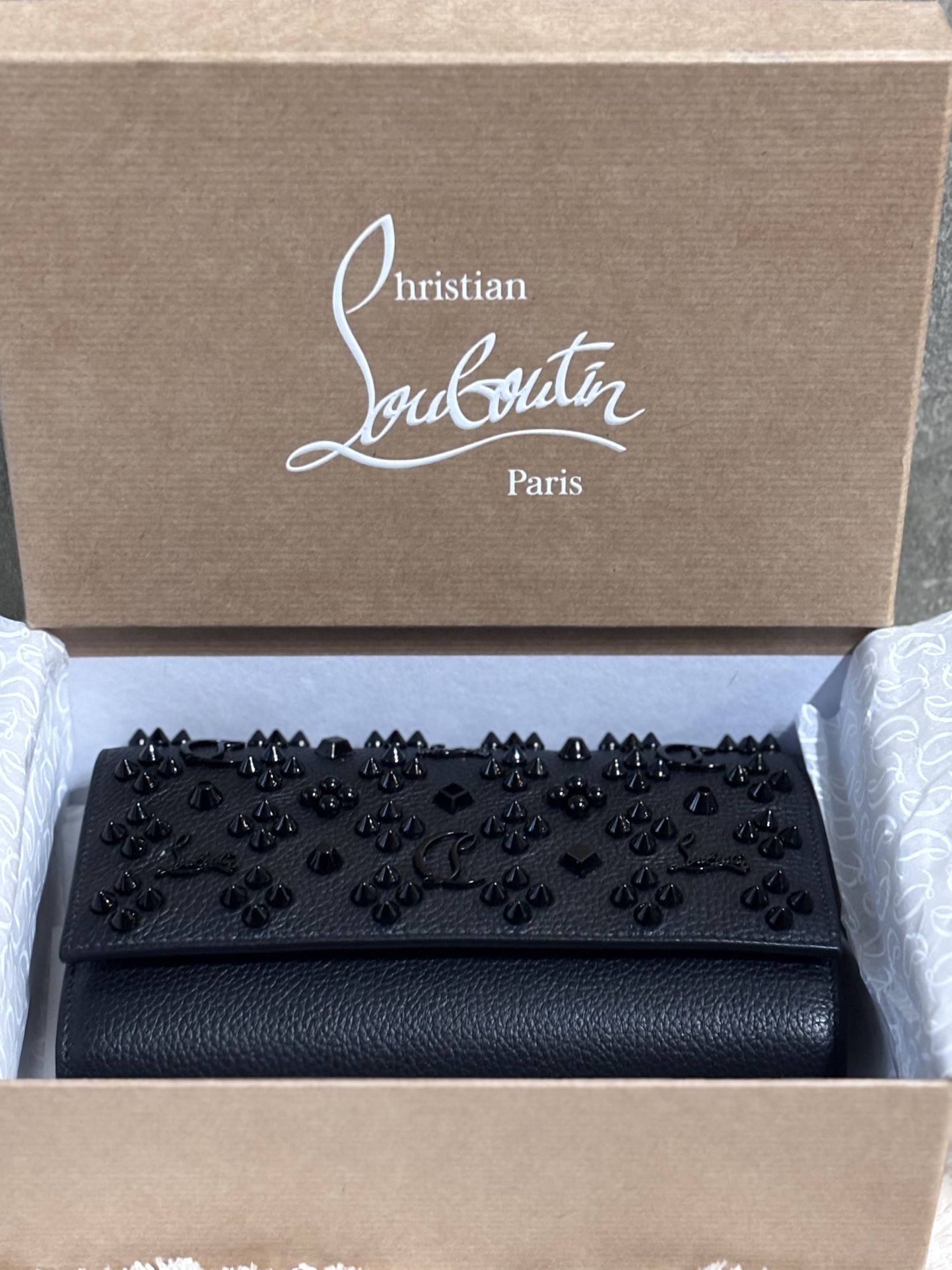 Christian Louboutin Paloma Leather Wallet – Black with Signature Red Interior