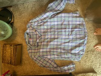 Chaps Button Down Lavender Plaid Shirt