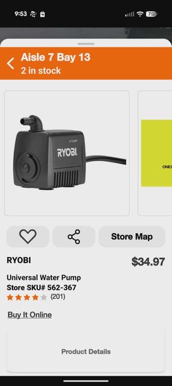 ⚠️ Missing plastic outlet tip/nozzle ⚠️  RYOBI Universal Water Pump