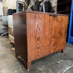 Crate & Barrel Wooden Desk Storage Unit with Filing Cabinet 