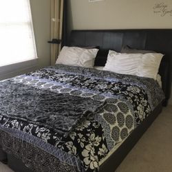 King Brown Leather Head Board And Foot Board  NEEDS TO GO ASAP