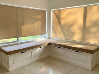 Corner Storage Bench Breakfast Nook White | Solid Wood + Cushions