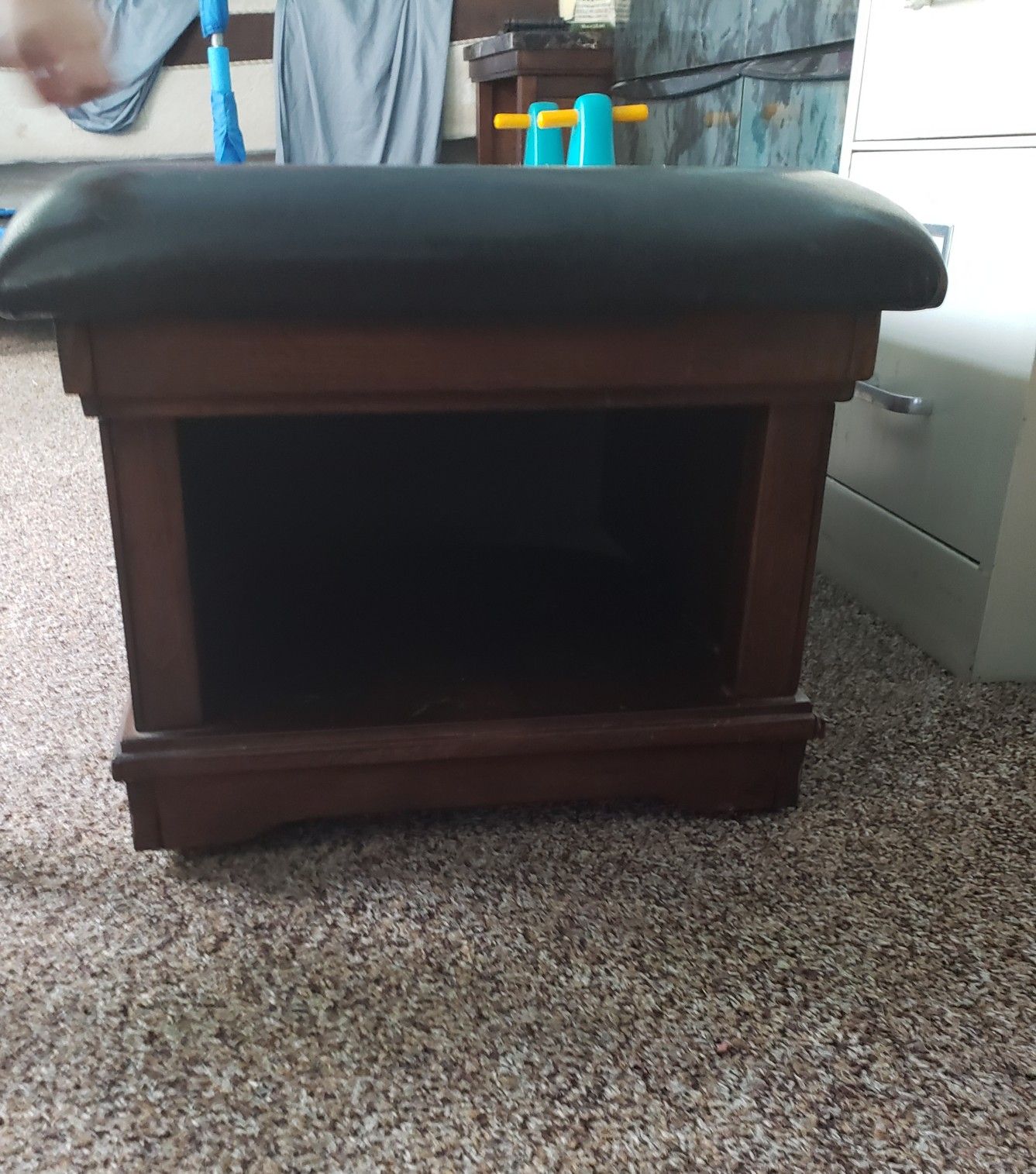 Wooden/leather footstool