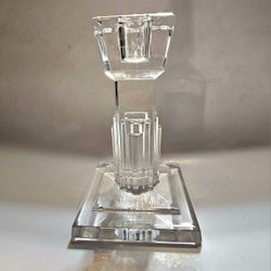  6" Waterford Art Deco Metropolitan Crystal Candlestick Signed 