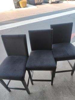 Weston Home Banford Nailhead Velvet Upholstered 26" Counter Height Chiars, Set