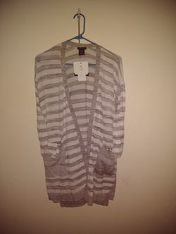 Calvin Klein cardigan sweater grey striped size small