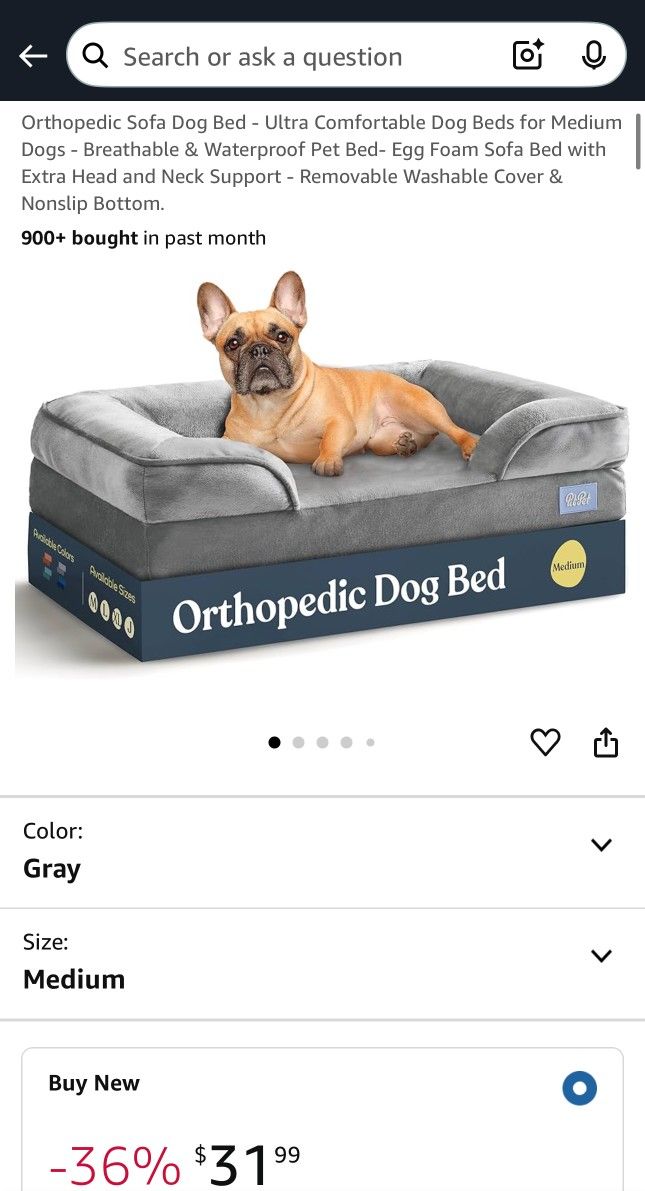 Orthopedic Sofa Dog Bed- Utra Comfortable Dog Beds for Medium
Dogs-Breathable & Waterproof Pet Bed