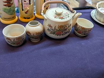 Japanese Ceramic Tea Set with Floral Design