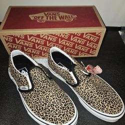 Vans Black Cheetah slip ons