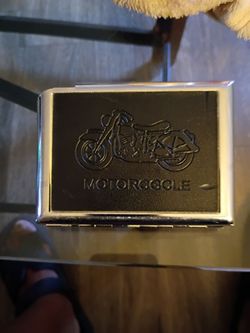 Motorcycle Embossed Metal Cigarette Case