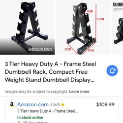 New 3 Tier HEAVY Duty A Frame Steel Dumbbell Rack 