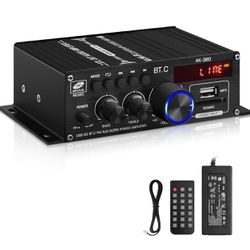 BRAND NEW IN BOX AK-380 USB SD BT.C FM AUX Audio Power Amplifier 400W+400W 2.0 CH HiFi Stereo AMP Speaker Bluetooth 5.0 Amp Receiver with 12V 5A 