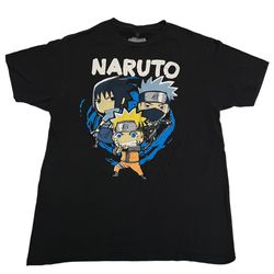 Naruto Shippuden Chibi Characters Black T-Shirt | Size Large | Ripple Junction