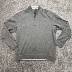 Tommy Bahama Mens Gray Heather 1/4 Zip Pullover Marlin Logo Maroon Stitch XL