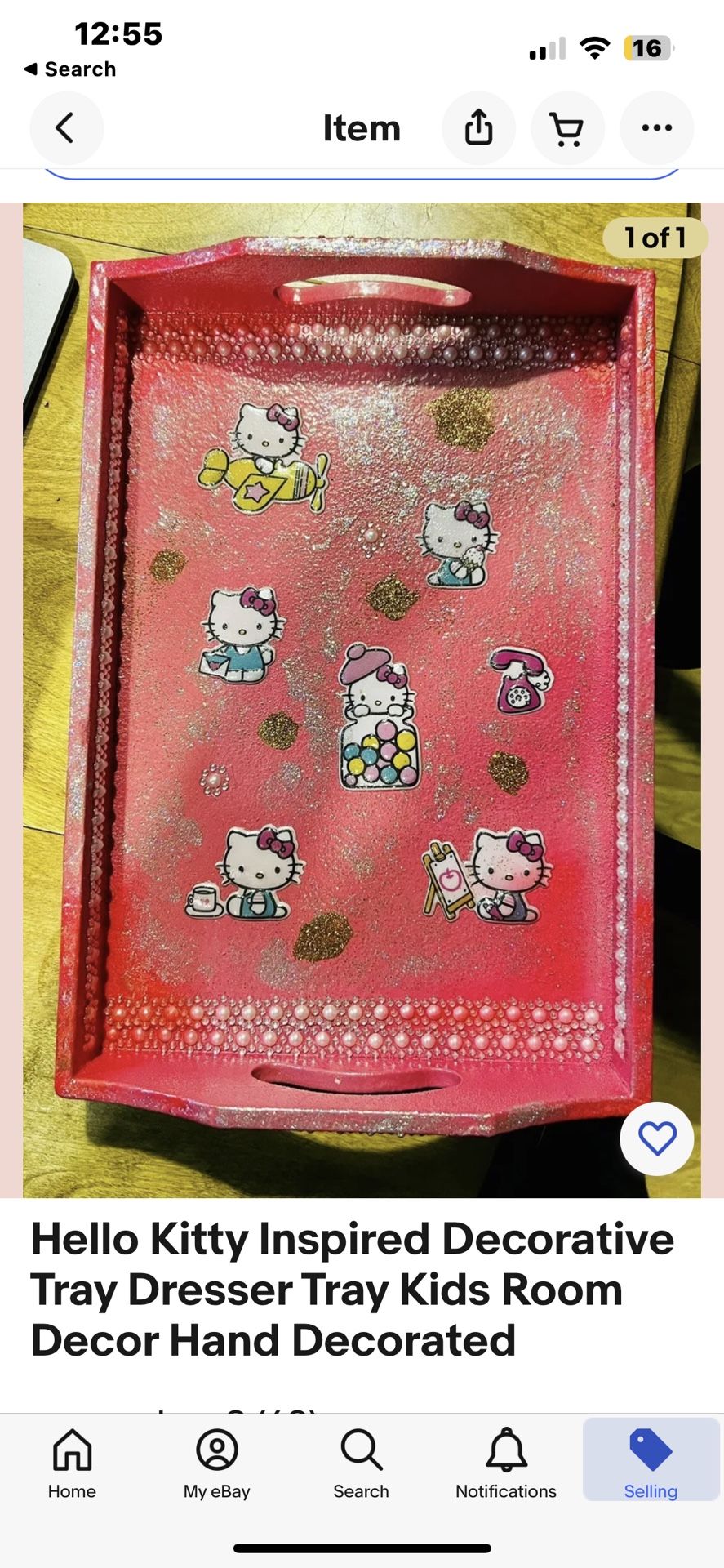 Hello Kitty Sparkly Wooden Catch All Tray