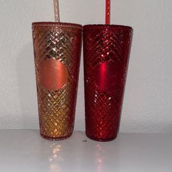 Starbucks Red And Rose Gold Tumblers