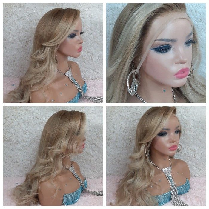 22 Inch Platinum BLONDE Ombre Lace Front Wig