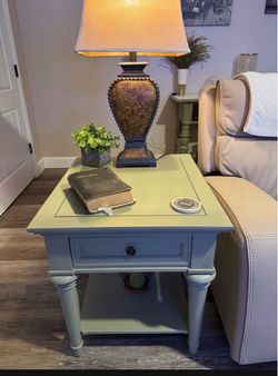 2 Painted Wood End Tables with Drawer