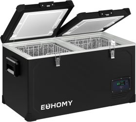 EUHOMY 12 Volt Refrigerator, 69QT Electric Cooler Powered by SECOP, Dual Zone Car Refrigerator