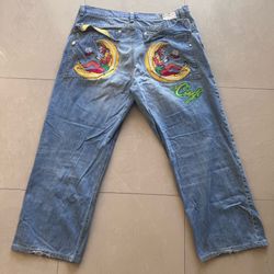 Coogi VTG Y2K  Jeans Mens 46x36 King Joker Jester Blue Jeans Denim Baggy Cyber
