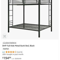 Metal Black Full Size Bunk Bed Frame 