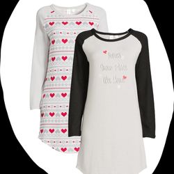 Lissome Women’s Long Sleeve Hacci Sleep Shirt, 2-pack