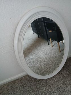 Oval Wall Mirror with White Frame