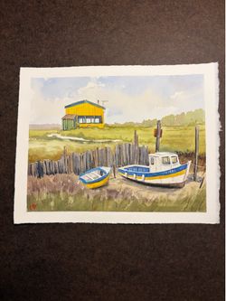 Boat on Land - 8x10 Original Watercolor painting
