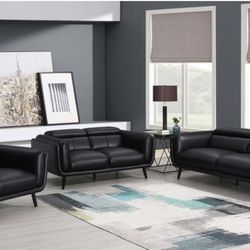 Black 3-piece Sofa Set 