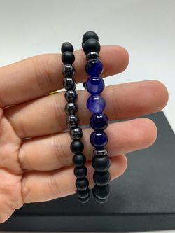 2pcs Adjustable Frosted Natural Stone Beads Bracelet Energy Stone Agate Beads