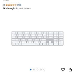 Apple Magic Keyboard with Numeric Keypad: Wireless, Bluetooth, Rechargeable. Works with Mac, iPad, or iPhone; US English - White
