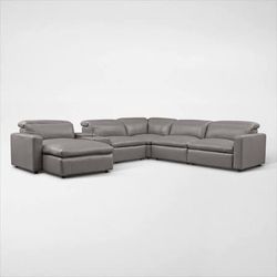 Happy 5-Piece Dual Power Reclining Leather Sectional Couch