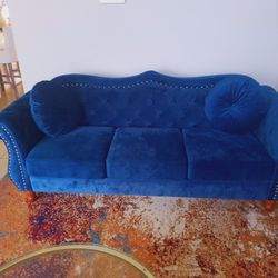 Blue Velvet Living Room Set