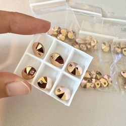 8mm Swarovski 6028 Crystal Oval Pendant Bead Lot Rose Gold Pink AB 2X 36 Pieces