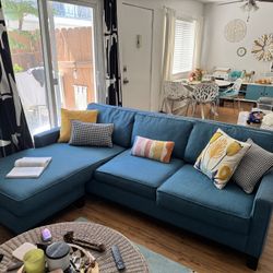 Blue Sectional Couch w/ Chaise