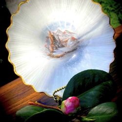 Antique Europe Fine Porcelain Scalloped Trinket Bowl Candy Dish Original Vintage